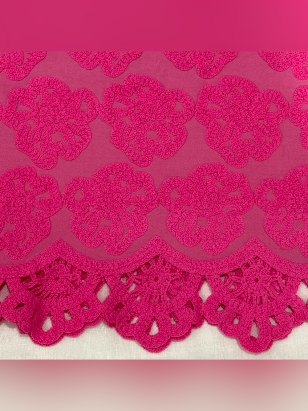 Cato Hot Pink Floral Embroidered Crochet Tank Size S - Picture 4 of 7
